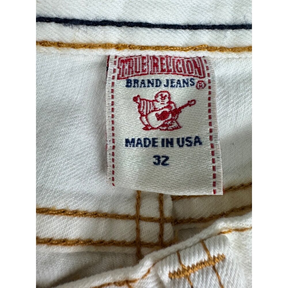 True Religion Mens 32 Blake White Button Straight Leg Sample Y2K Jeans USA Made - Picture 6 of 14